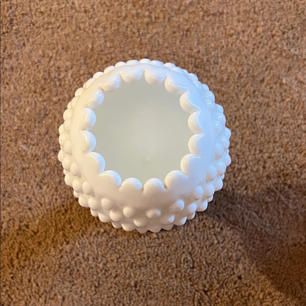 White Hobnail Glass Vase - Picture 2 of 5